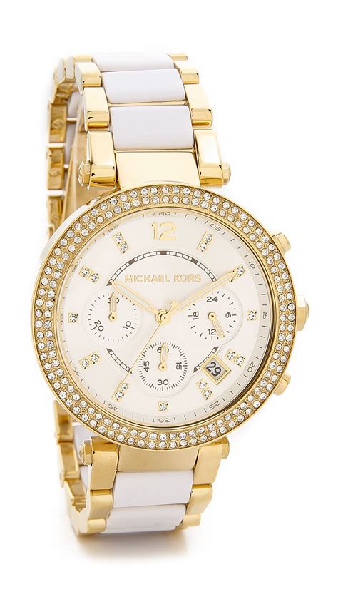 michael kors white and gold watch|michael kors small gold watch.